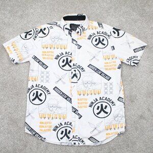 NARUTO Shippuden AOP Shirt‎ Mens Medium White Icon Logos All Over Print S/S
